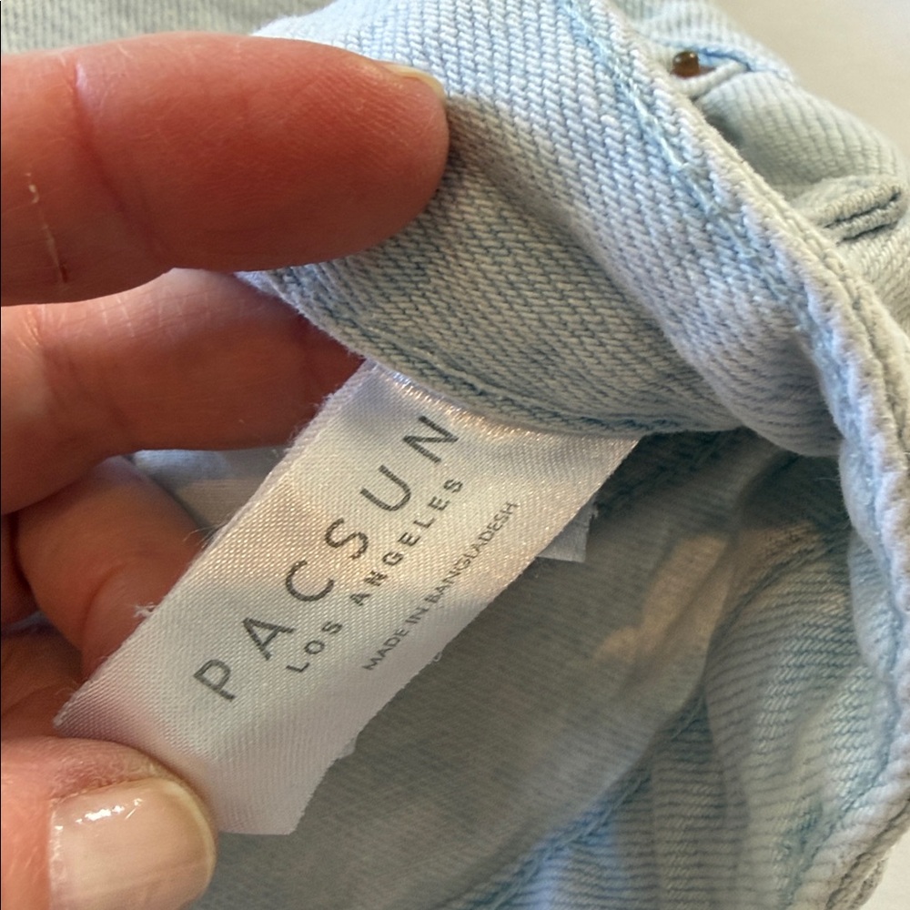 Pacsun Light Blue Distressed Denim Shorts High Rise Festival Size -26 - Picture 7 of 8